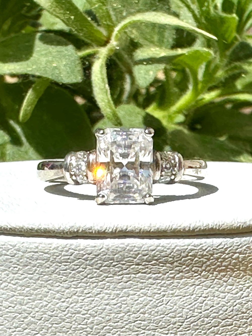 2 Carat Emerald Cut Moissanite Ring, Sterling Silver, Sz 7, BRAND NEW